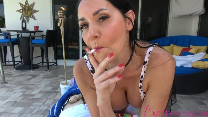 Smoking joint pierced nipple play