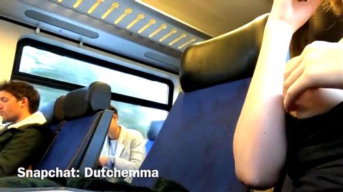 Dutch girl stripping masturbating train